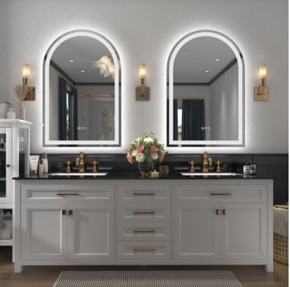 Arched LED Vanity Mirror 28" x 20" - Lighted Makeup & Dressing Table Mirror for Bedroom & Beauty Room