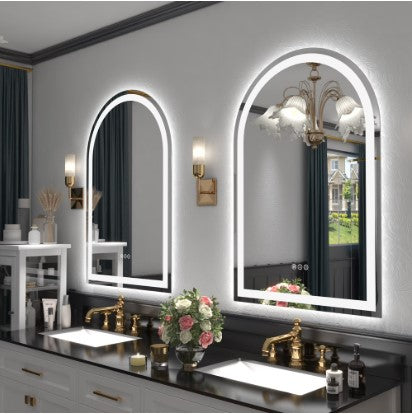 Arched LED Vanity Mirror 28" x 20" - Lighted Makeup & Dressing Table Mirror for Bedroom & Beauty Room
