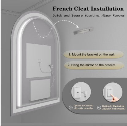Arched LED Vanity Mirror 28" x 20" - Lighted Makeup & Dressing Table Mirror for Bedroom & Beauty Room