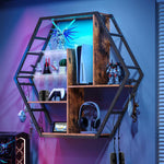 Hexagon LED Wall Shelves – Modern Floating Honeycomb Display Shelves with Ambient Lighting