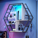 Hexagon LED Wall Shelves – Modern Floating Honeycomb Display Shelves with Ambient Lighting