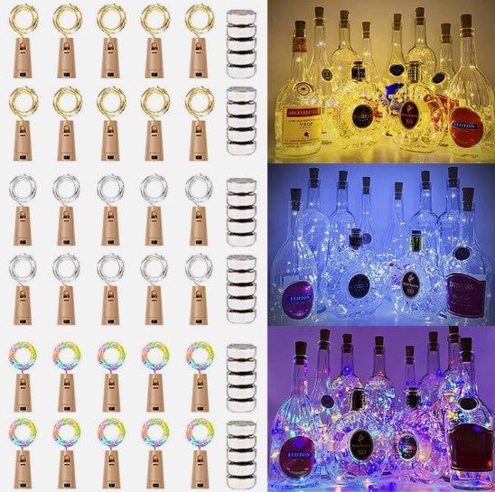 LED Wine Bottle Lights – 10 Pack 20 LED Waterproof Battery Operated Decorative Glow Lights