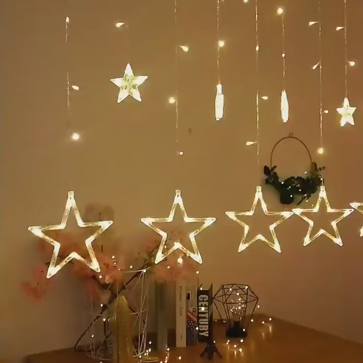 LED Star Curtain Lights – Fairy String Lights for Bedroom, Party & Home Decor
